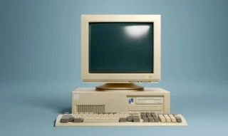 ein sehr, sehr alter-pc auf grau blauen hintergrund - fit-mit-linux-statt-elektroschrott-dank-windows